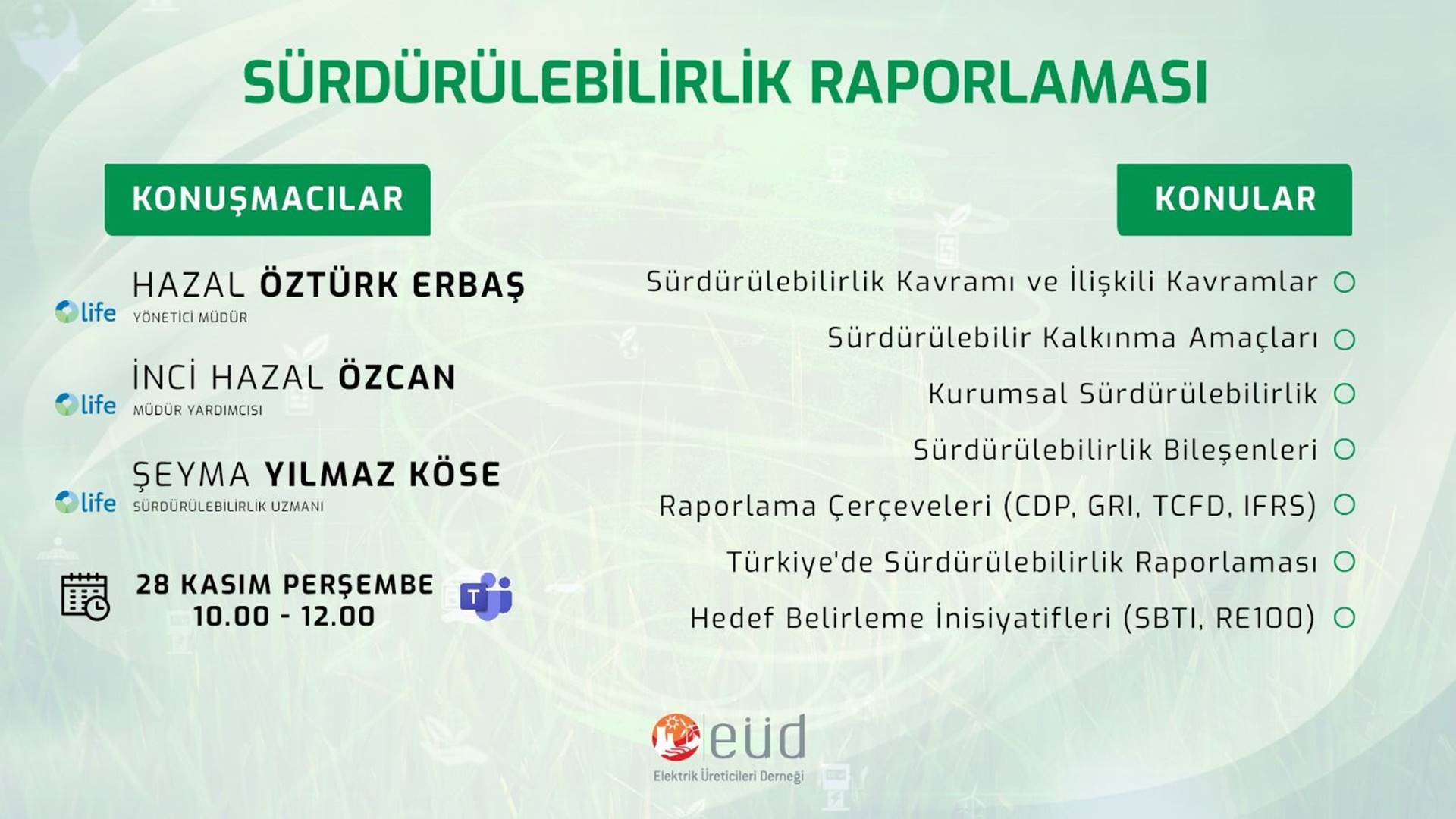 EÜD & Life Climate - Sürdürülebilirlik Raporlaması Webinarı